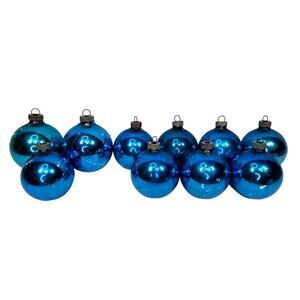 Lot of 10 Vtg Large Shiny Brite Mercury Glass Blue Christmas Ornaments Holiday